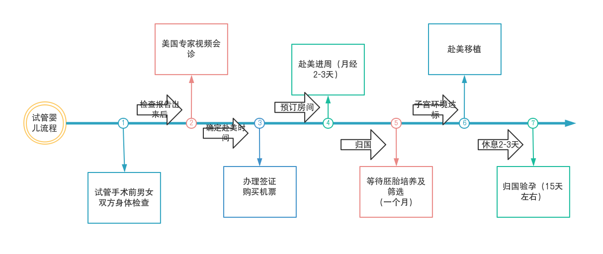 去美国做试管婴儿助孕的流程图